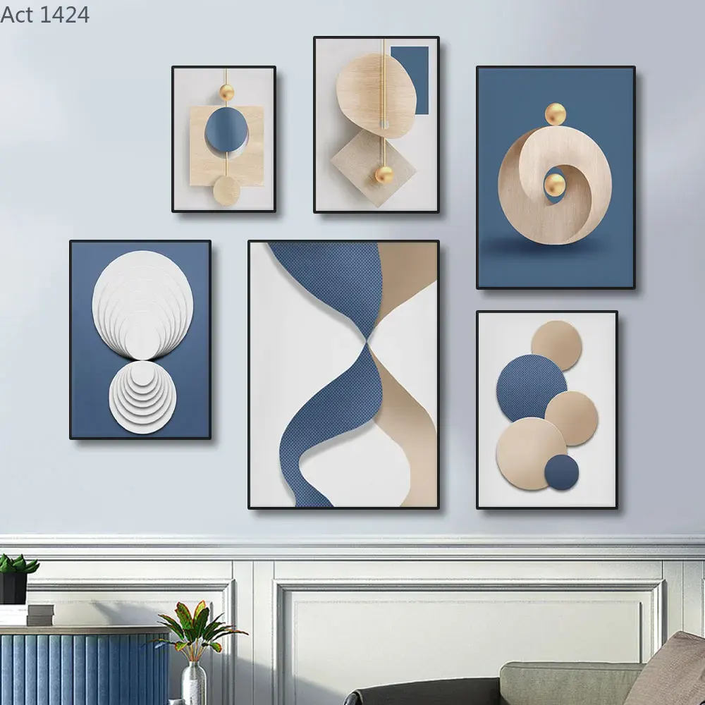 Luxury Lifestyle Pictures - (1pc frameloos) Abstract Blauw Wit Luxe